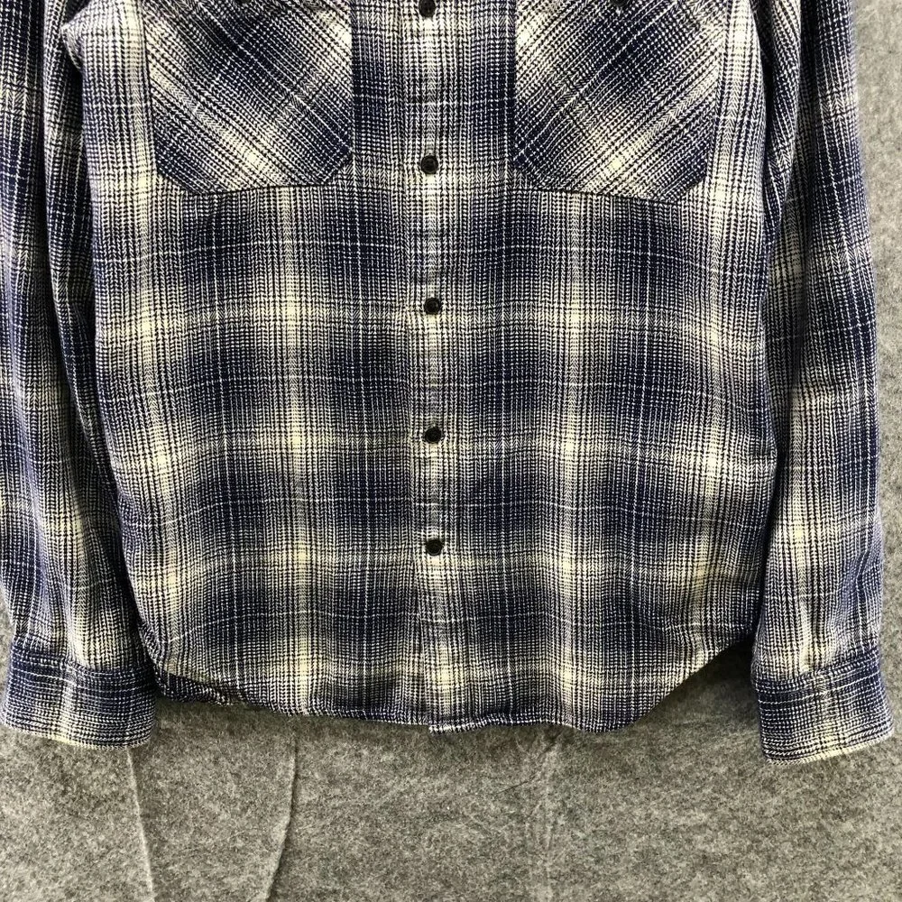 Banana‎ Republic Twill Long Sleeve Shirt Mens S Blue Plaid Camden Utility Work